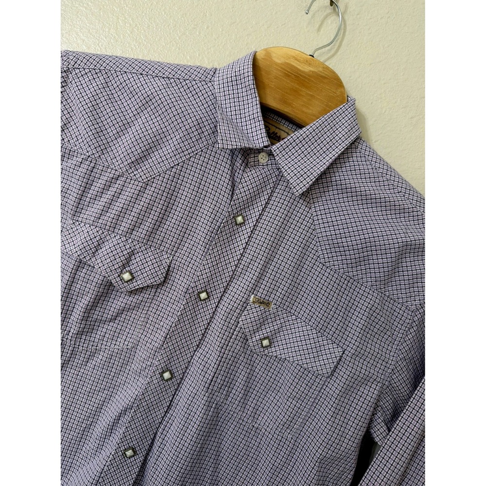 Rafter C Cowboy Collection Mens XL‎ Purple Black Plaid Pearl Snap Western Shirt